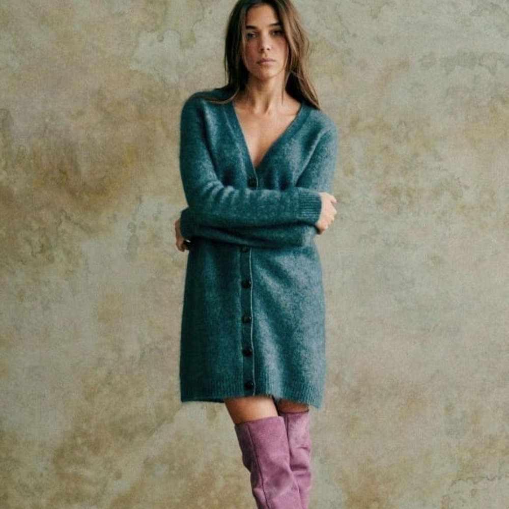 Sezane Junie Sweater Dress Cardigan Size S (EU 36) Sage Green